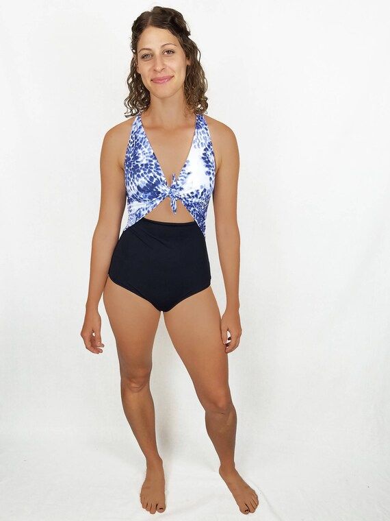 Vintage Tie Front Swimsuit, Onepiece bathingsuit beach wear | Etsy (US)