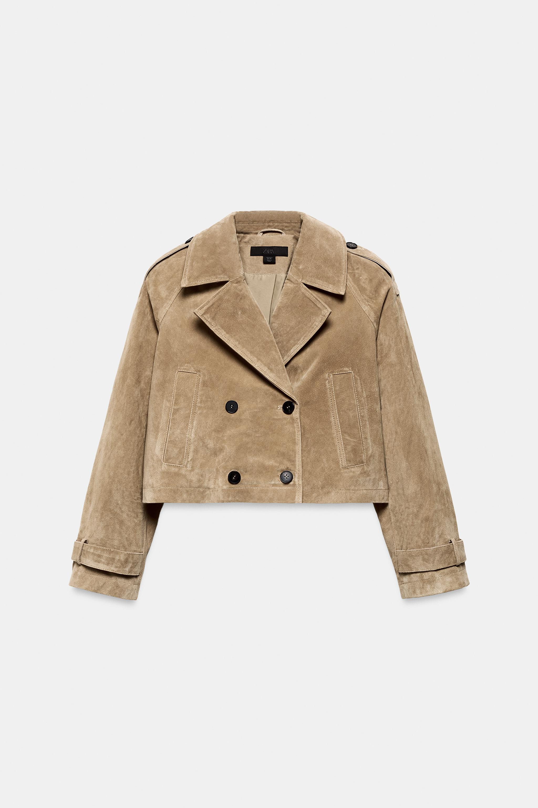 100% LEATHER SHORT DOUBLE-BREASTED TRENCH COAT | Zara UK