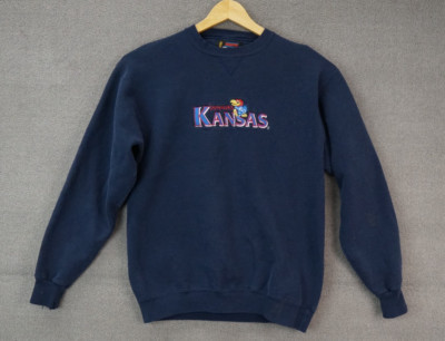 Vintage Kansas JayHawks Sweatshirt Pullover Blue Size Large Made In USA | eBay US