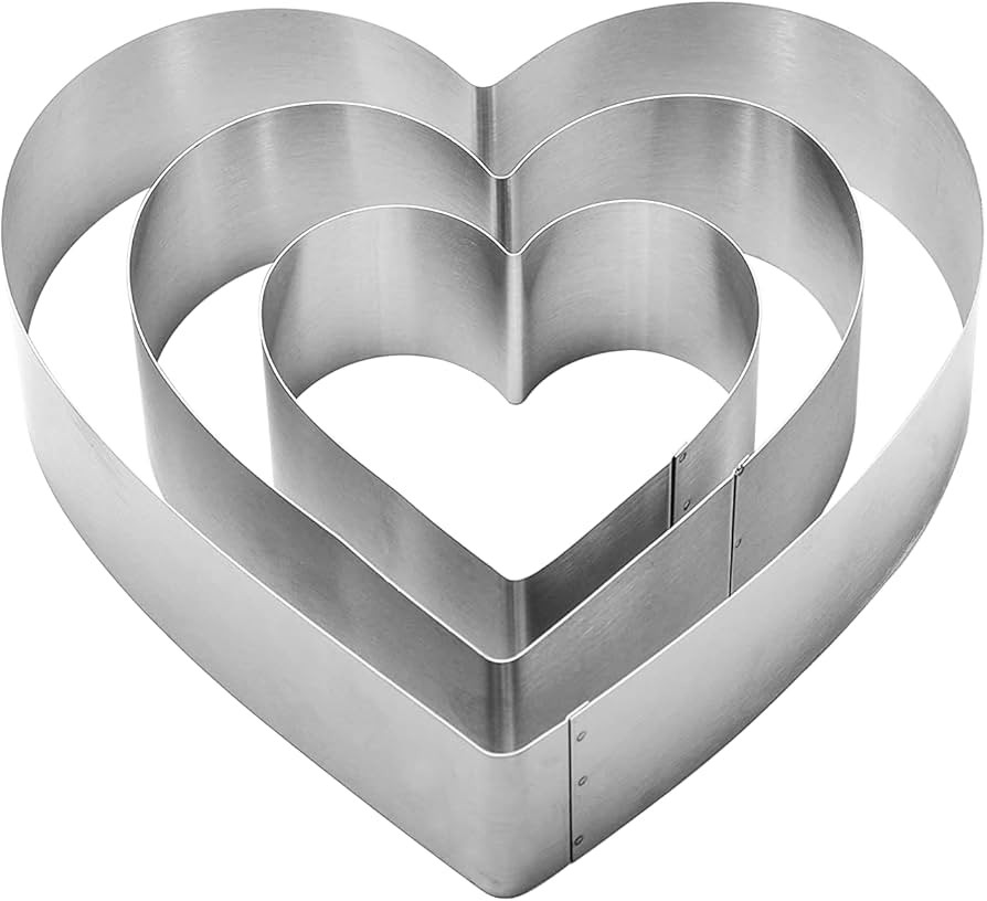 3PCS Heart Cookie Cutter Set, 4" 6" 8" Stainless Steel Sandwiches Cutter DIY Heart Cake Cutter Ca... | Amazon (US)