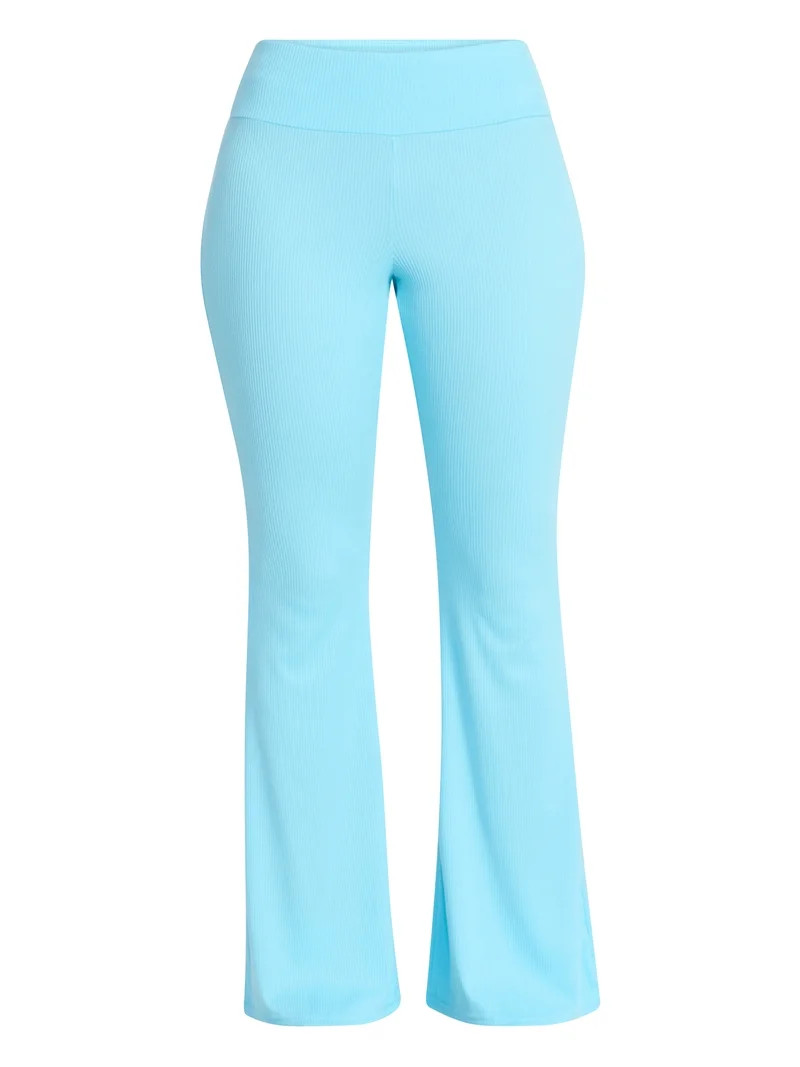 No Boundaries Ribbed Knit Flare Pants, Women's XXS-XXL | Walmart (US)