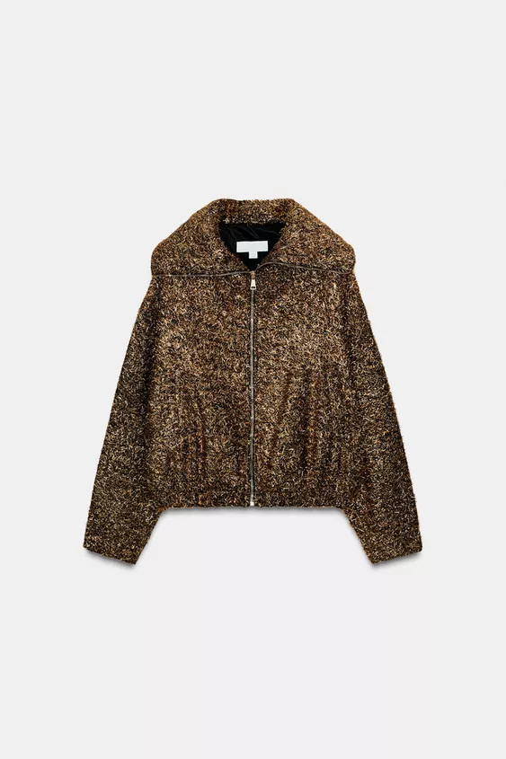 METALLIC THREAD BOMBER JACKET | Zara Canada