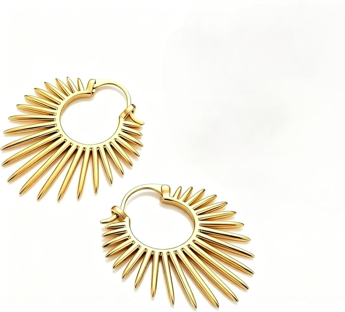 VOMIOK Orielle Gold Sunburst Hoop Earrings for Women, 18K Gold Plated, Tarnish-Resistant, Lightwe... | Amazon (US)