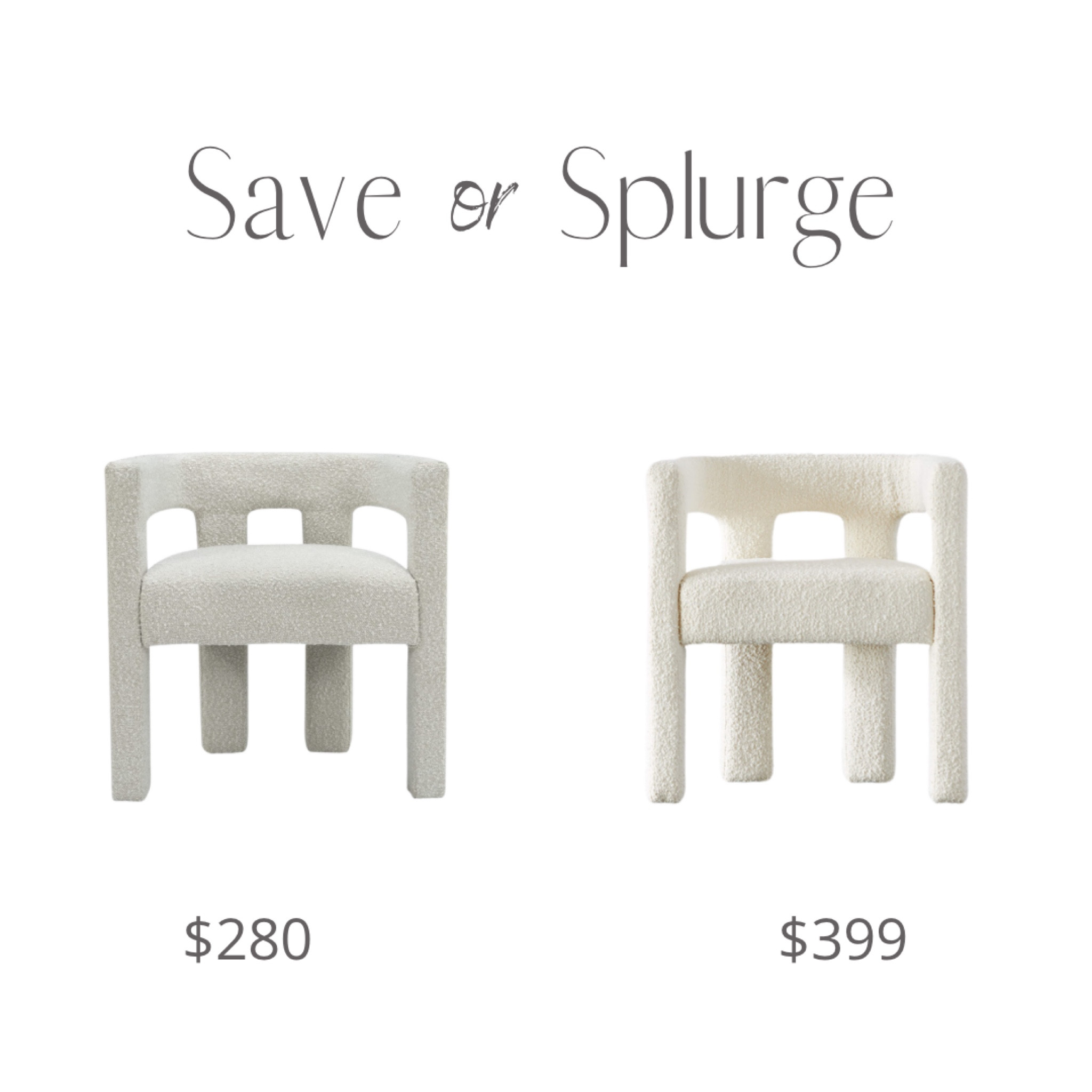 The perfect save to the perfect splurge! 

Boucle accent chair, boucle dining chair, arm chair 

#LTKhome #LTKFind #LTKsalealert