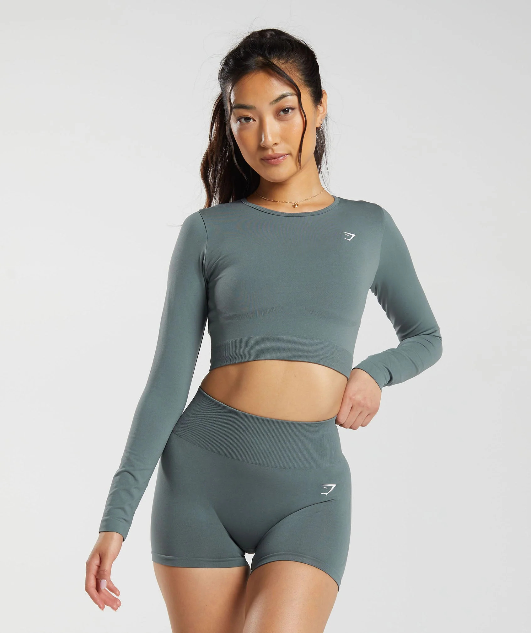 Gymshark Everyday Seamless Long Sleeve Crop Top - Teal | Gymshark US