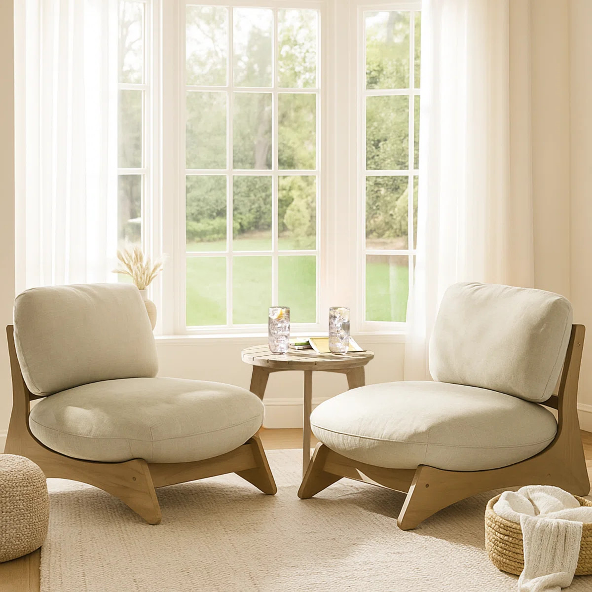 Pottsville Indoor/Outdoor Garden Lounge Set x2 Chairs & Side Table - Modern for Stylish Garden Pa... | Wayfair UK