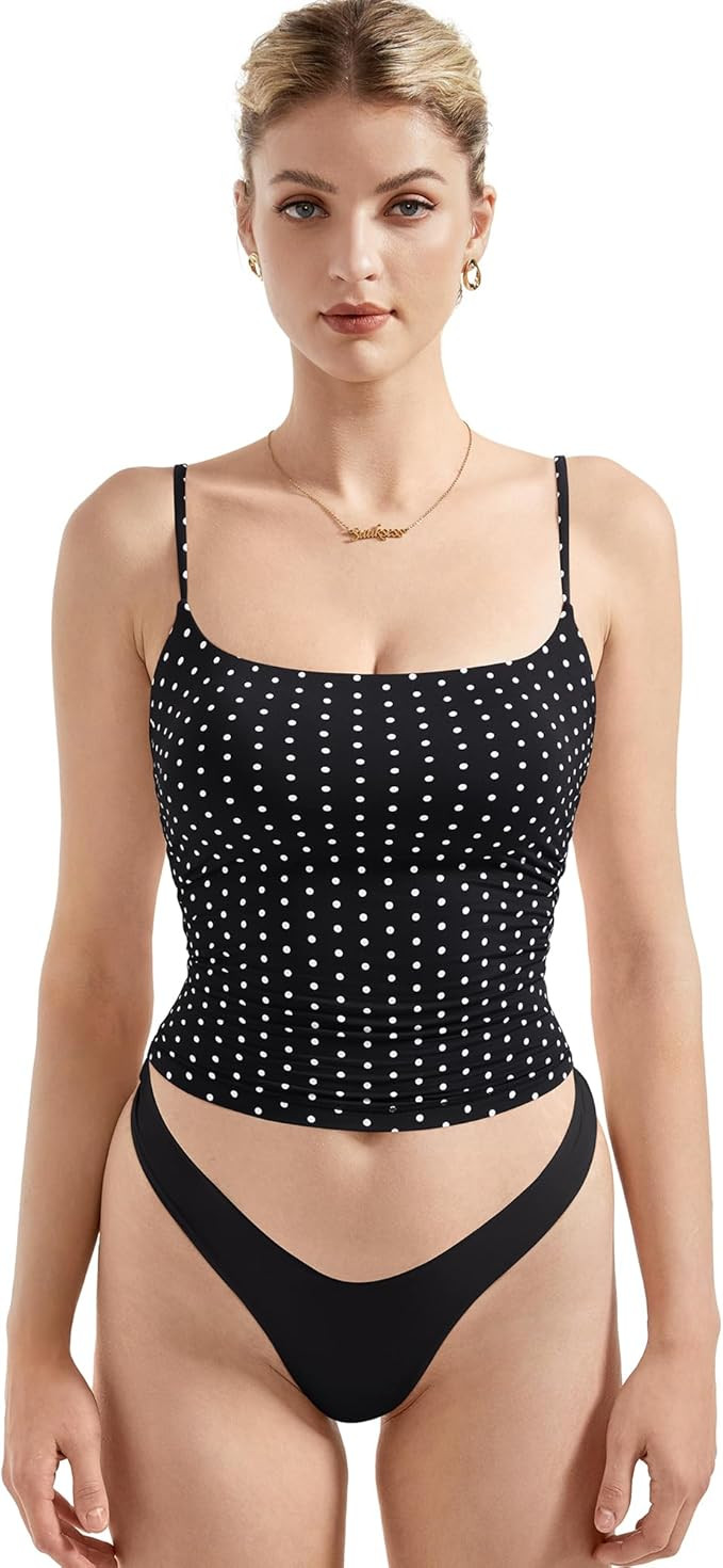 SUUKSESS Women Sexy Square Neck Tank Top Summer Y2K Going Out Basic Cami Shirt | Amazon (US)