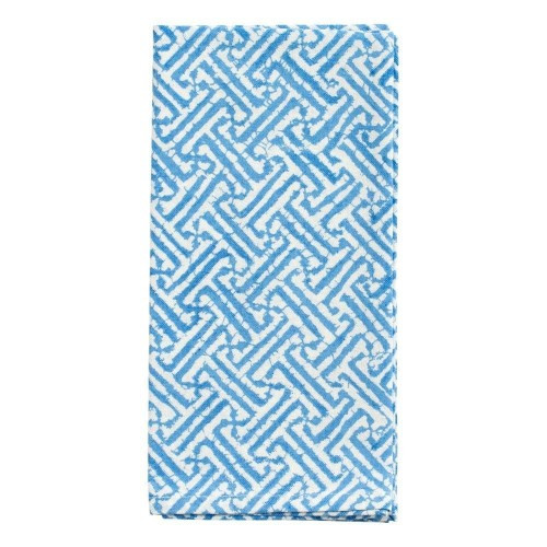 Caspari Fretwork Cloth Dinner Napkins in Blue, Set of 4 | Gracious Style