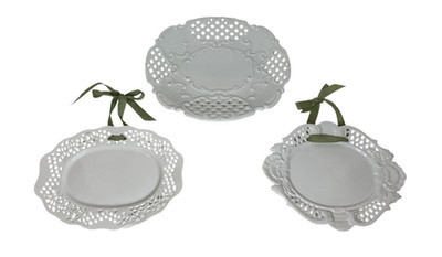 Two's Company Victorian Collection Reticulated Porcelain Plates Set Of 3 | eBay US