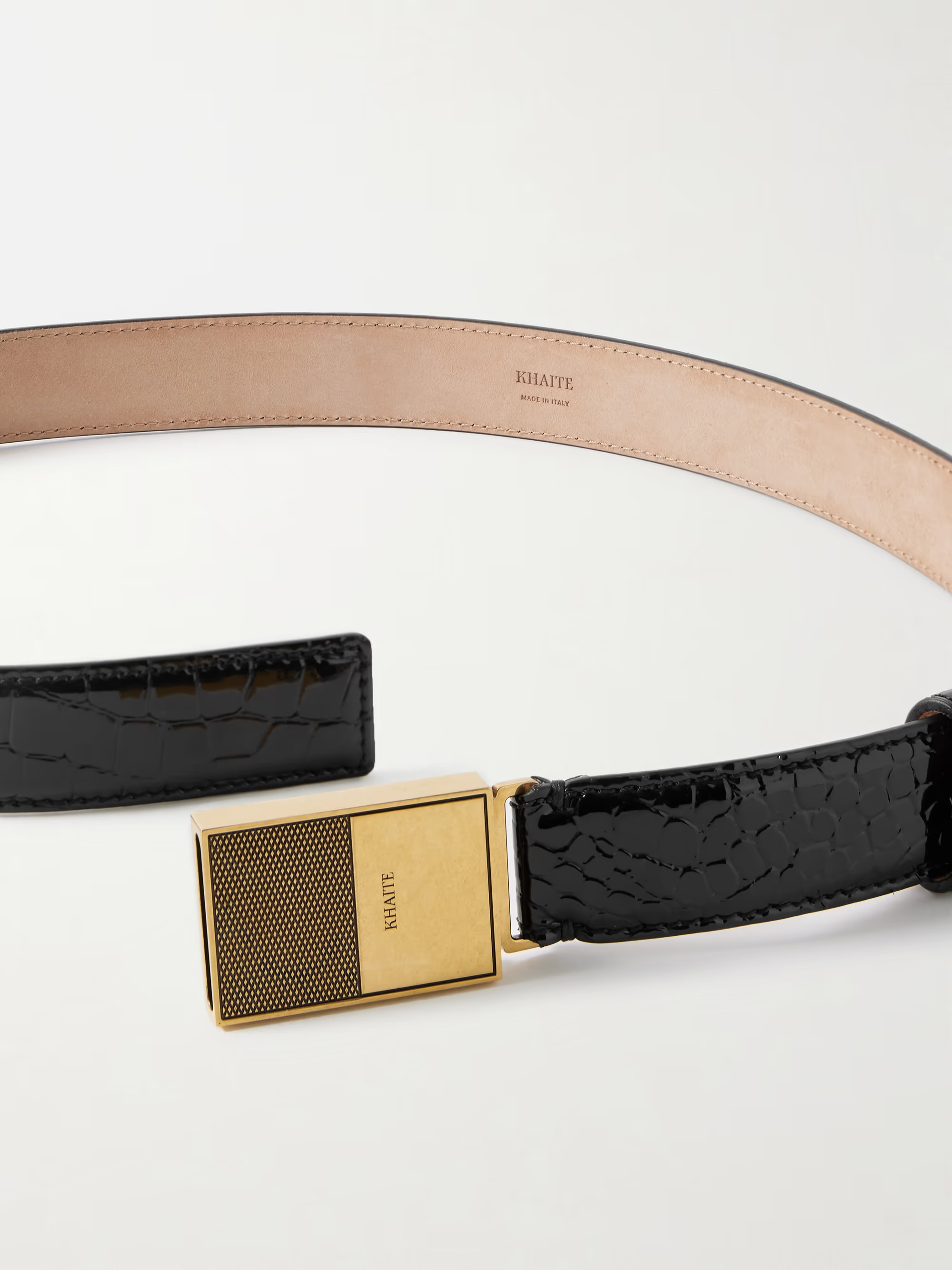 Elio croc-effect patent-leather belt | NET-A-PORTER (UK & EU)