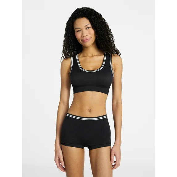 No Boundaries Seamless Racerback Bralette and Boyshort Set, 2-Piece, Women's XS-XXXL | Walmart (US)