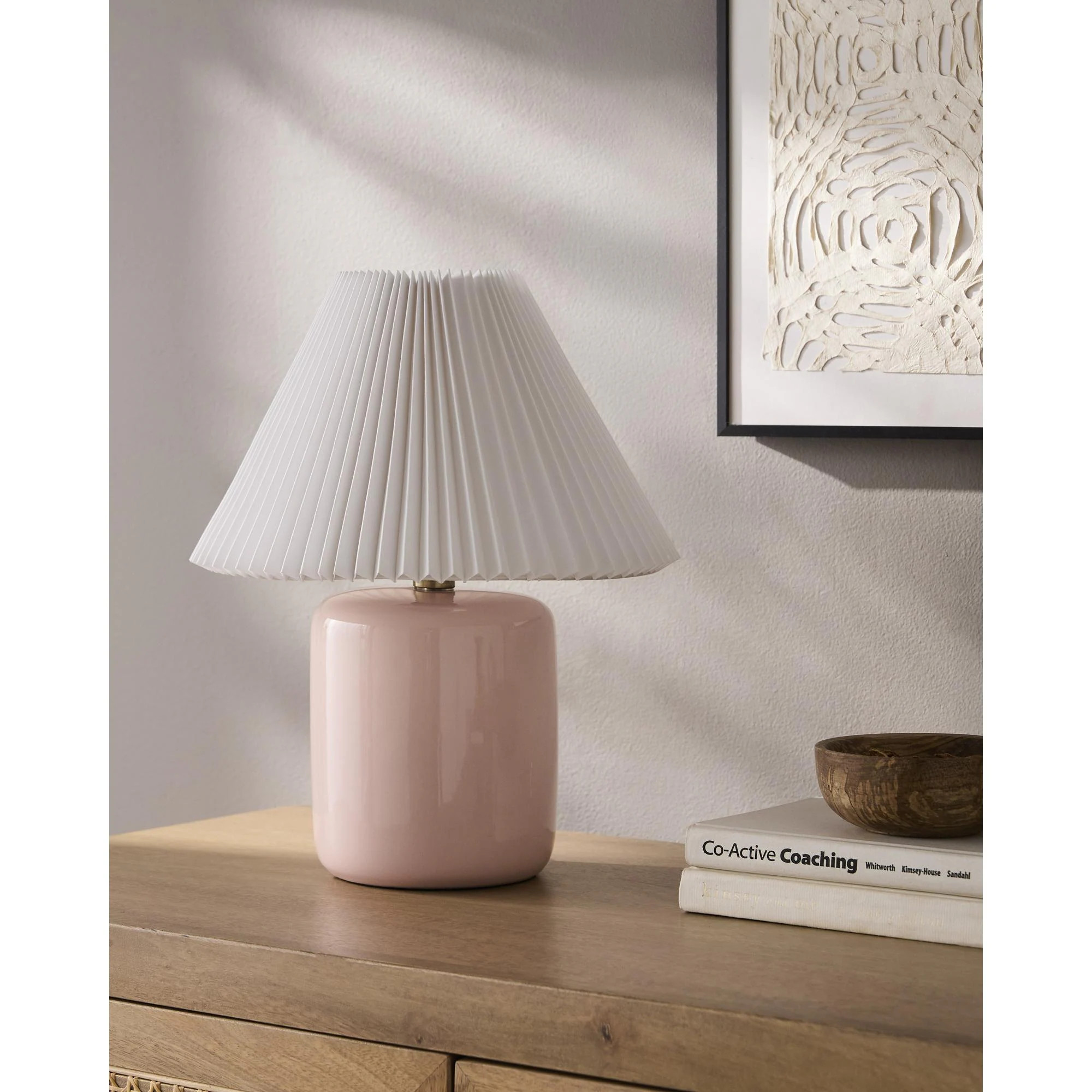 Livabliss Marivela Traditional Accent Table Lamp - 15"H x 12"W x 12"D - Pink/Ruffle | Overstock