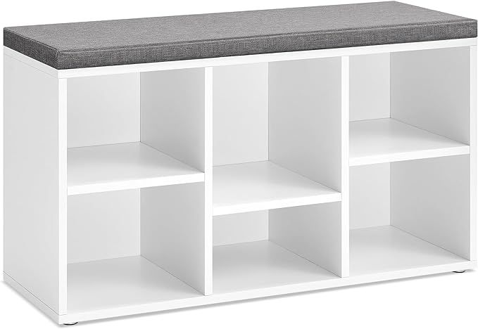 VASAGLE Shoe Bench, Shoe Storage Organizer with 6 Compartments and 3 Adjustable Shelves, Cushione... | Amazon (US)