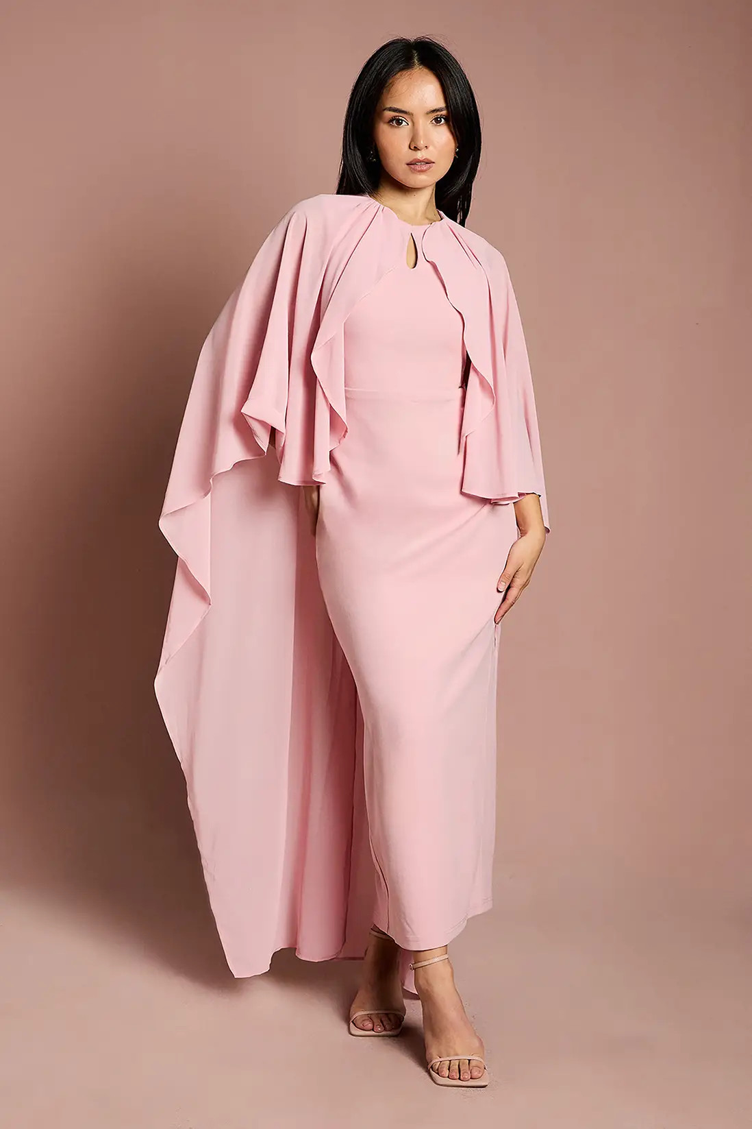 Petite Ruffle Chiffon Cape Crepe Maxi Dress | Boohoo.com (UK & IE)