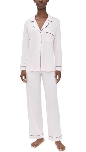 Eberjey womens Gisele Two-piece Long Sleeve & Pant Pj Pajama Set, Sorbet Pink/Black, Medium US | Amazon (US)