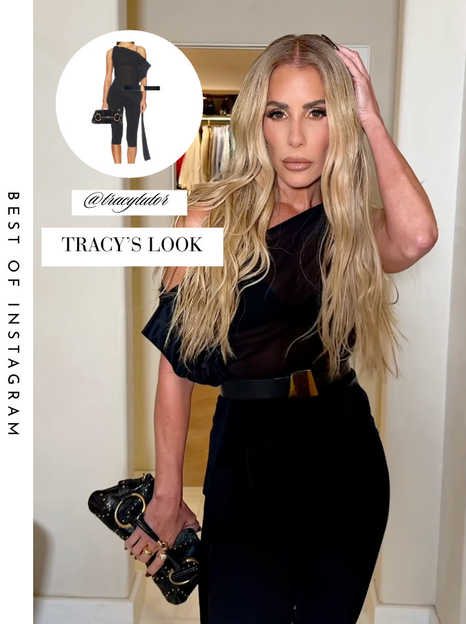 Tracy Tutor's Black Sheer Asymmetric Top 📸= @tracytutor  

 