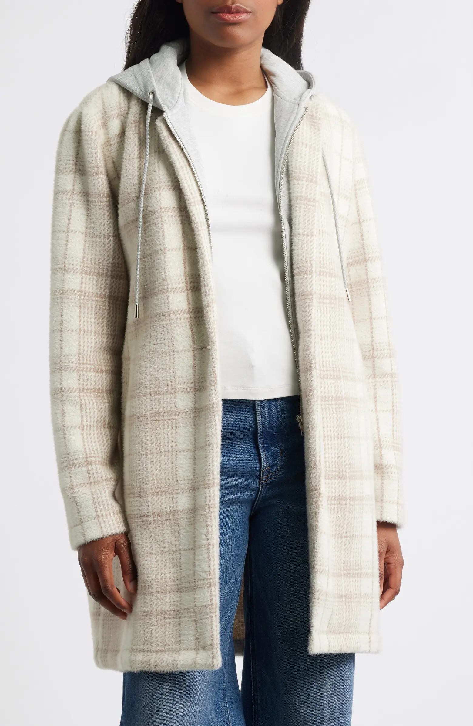 Thread & Supply Plaid Coat with Bib Hoodie | Nordstrom | Nordstrom