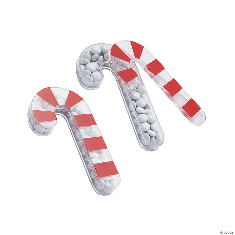 Candy Cane-Shaped BPA-Free Plastic Favor Containers - 12 Pc. | Oriental Trading Company