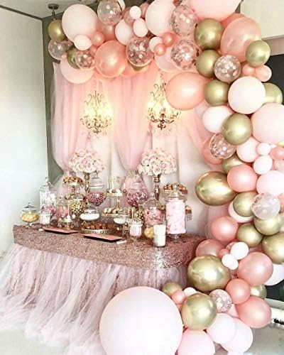 126 Pieces Rose Gold Balloons Birthday Party Decorations for Women, Rose Gold Balloon Garland Arc... | Amazon (US)