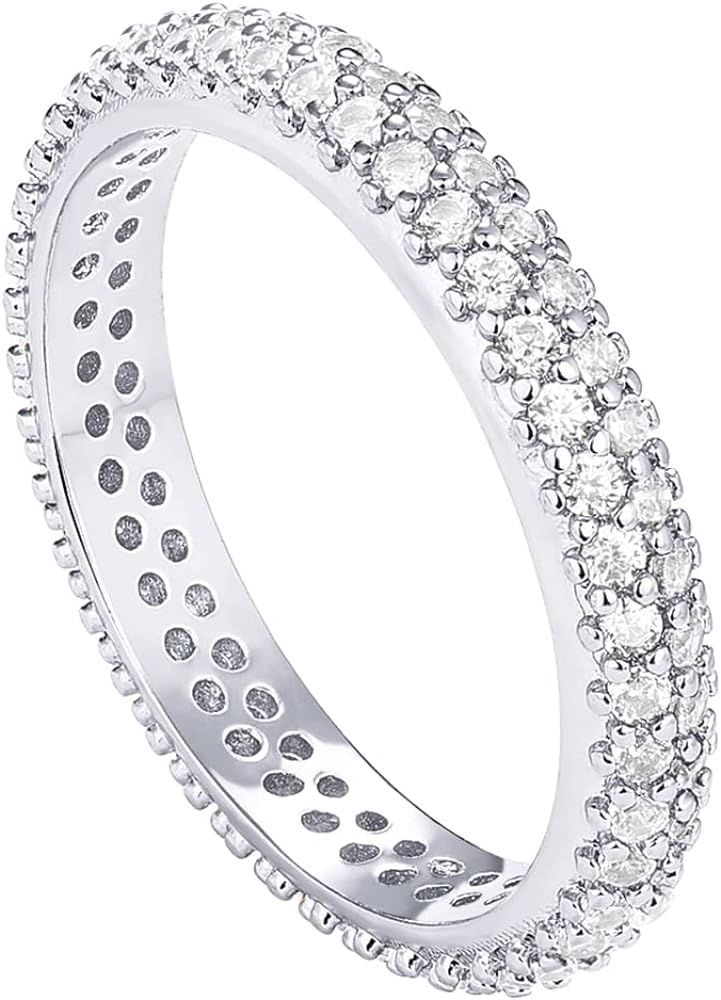 PAVOI 14K Gold Plated Cubic Zirconia Double Row Eternity Band for Women | Amazon (US)