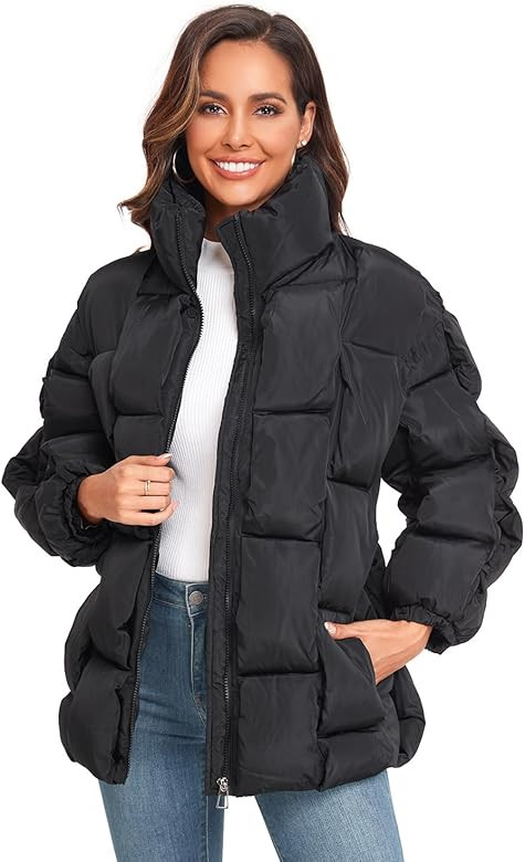 Epsion Womens Winter Casual Puffer Jacket Padded Long Sleeve Full Zipper Stand Collar Pockets Qui... | Amazon (US)
