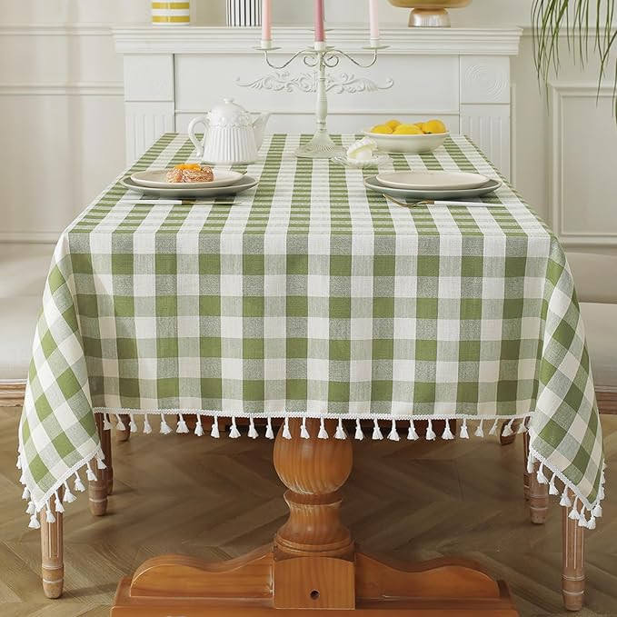 Laolitou Checkered Tablecloth Rectangle Washable Heavy Duty Buffalo Plaid Table Cloth with Tassel... | Amazon (US)