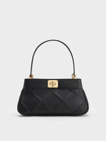 Eleni Quilted Shoulder Bag
 - Black | Charles & Keith UK