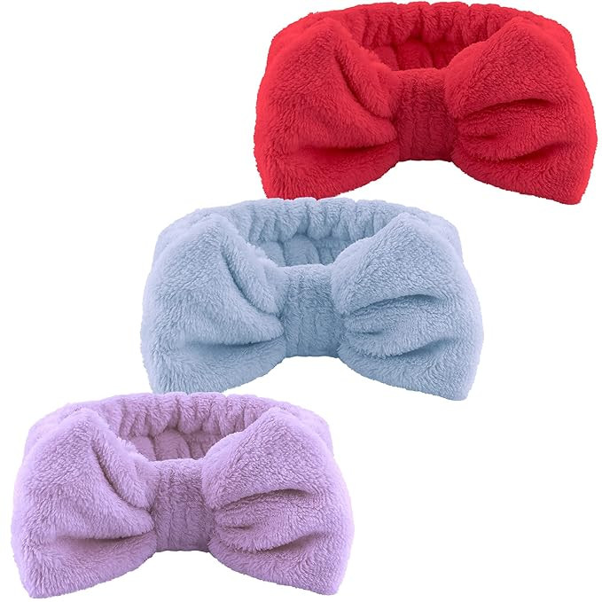WSYUB Hairband, 3pcs Face Headband with Bow Tie, Soft Microfiber Skincare Band for Washing Face, ... | Amazon (US)
