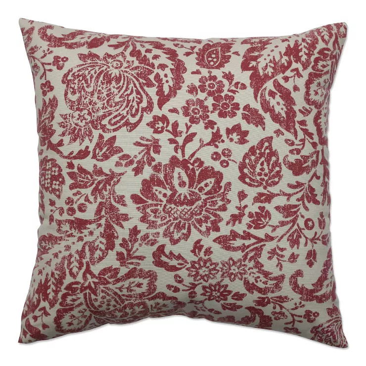 24.5"x24.5" Oversized Floral Damask Floor Square Throw Pillow Red/Tan - Pillow Perfect | Target