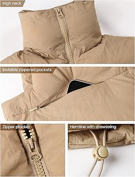 UANEO Womens Zip Up Stand Collar Sleeveless Padded Cropped Puffer Vest | Amazon (US)