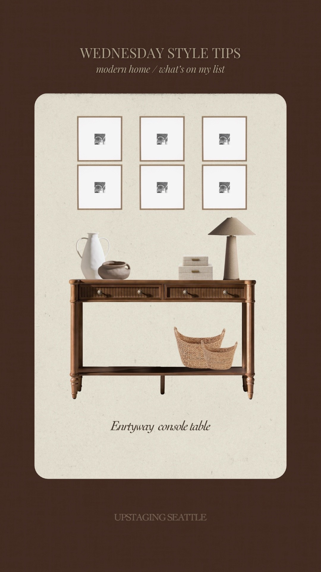 Entryway style tip - modern home decor - wood picture frames - modern table lamps - ceramic vases

#LTKdayinmylife #LTKSeasonal #LTKHome