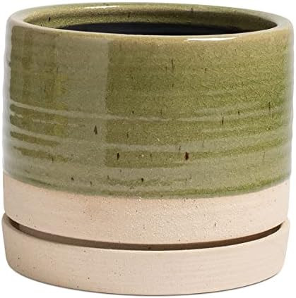 HERDUK 8 Inch Pots for Plants, Ceramic Planter Pot with Drainage Hole & Saucer, Indoor/Outdoor Cy... | Amazon (CA)