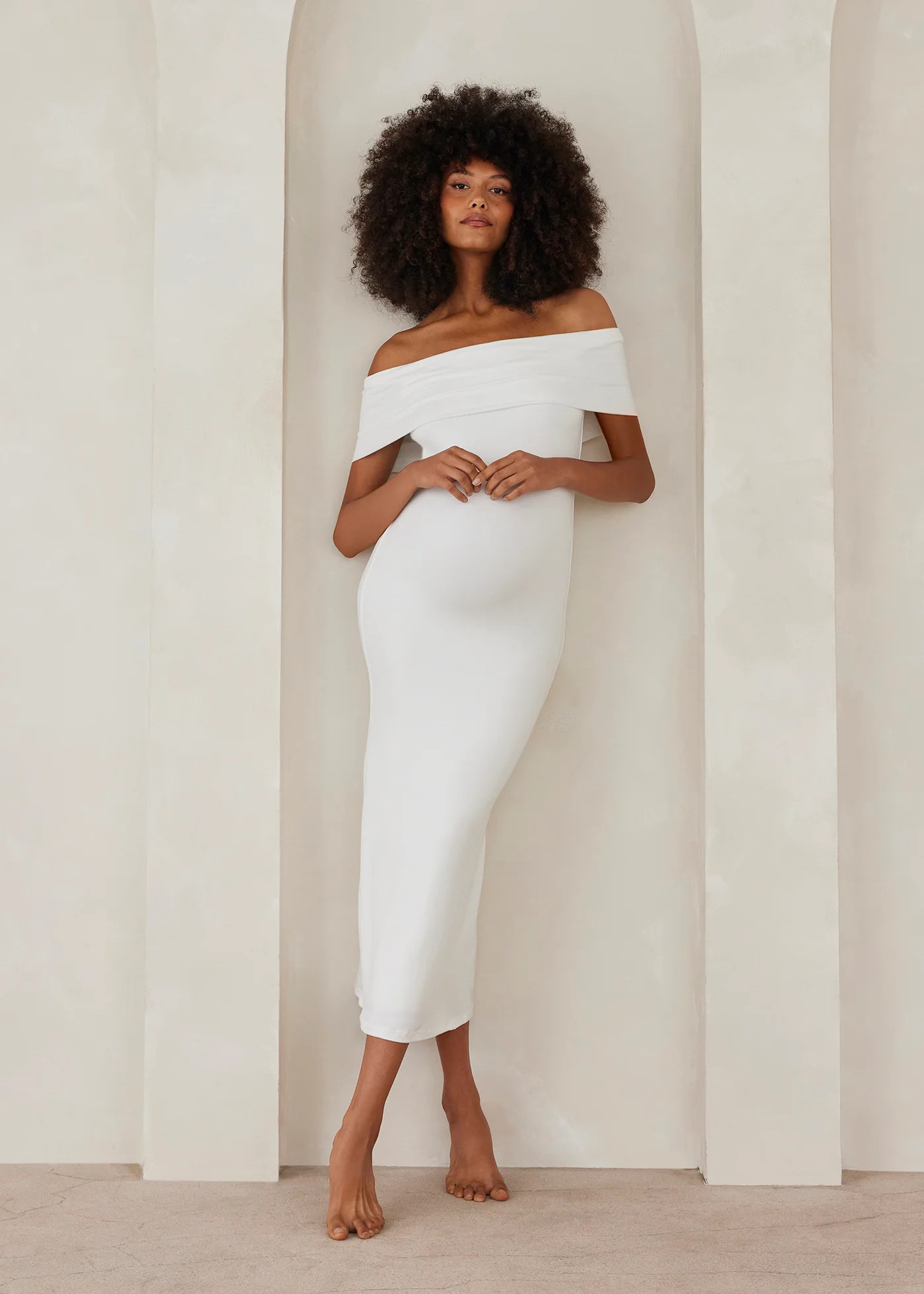 The Bianca Dress | Shop Off-The-Shoulder Maternity Dress | BUMPSUIT | BUMPSUIT