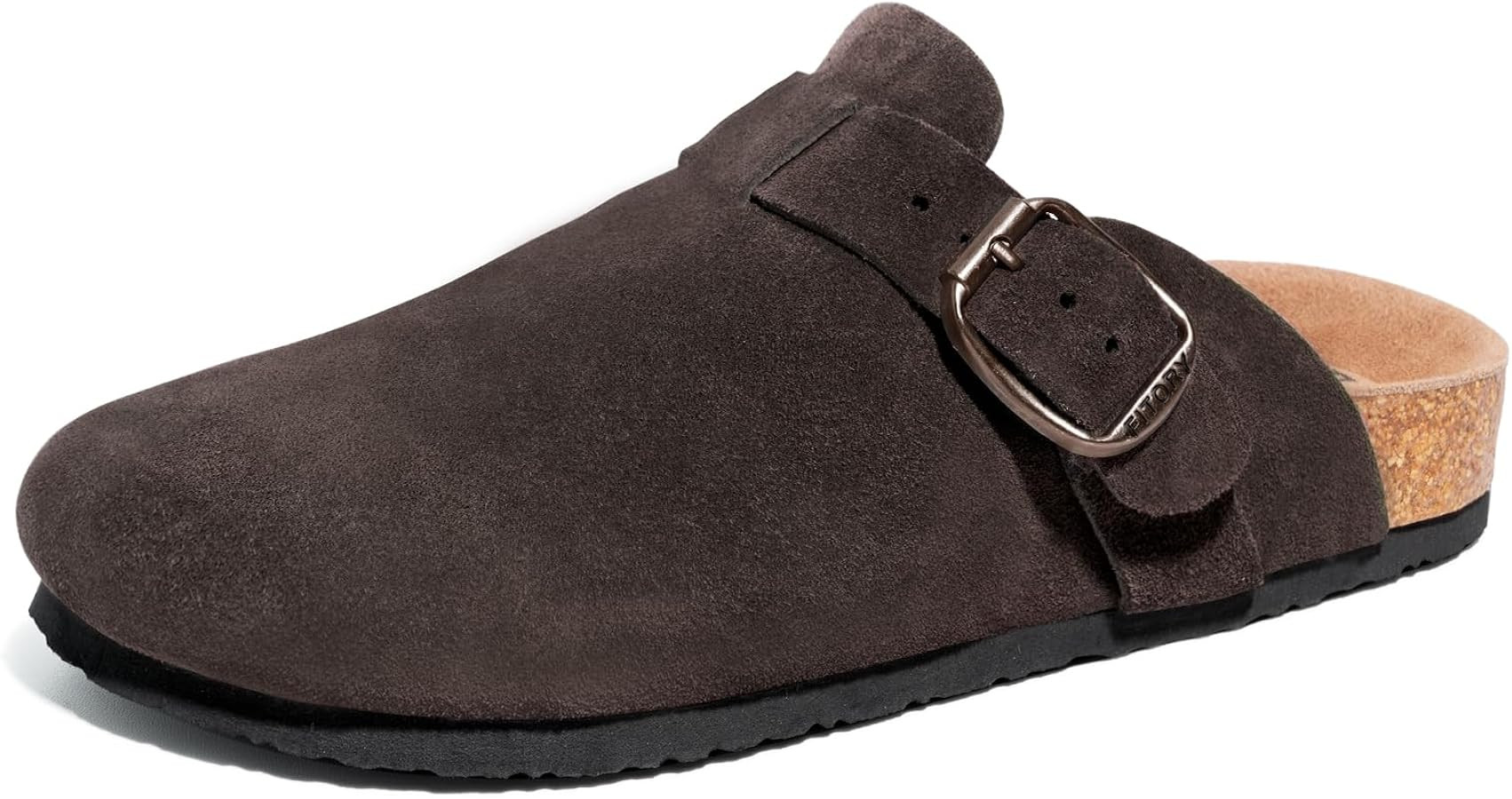 FITORY Mens Suede Clogs with Arch Support，Leather Cork Footed Mules Size 7-14 | Amazon (US)