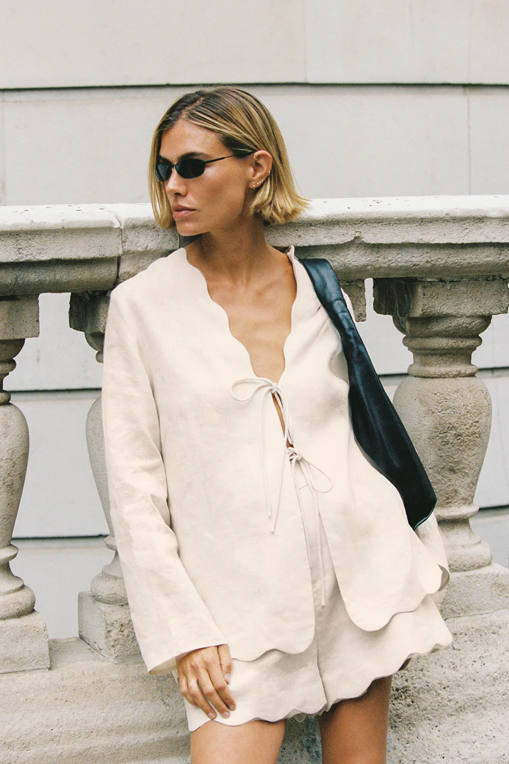 LELA SANDSTONE LONG SLEEVE LINEN TOP | DISSH