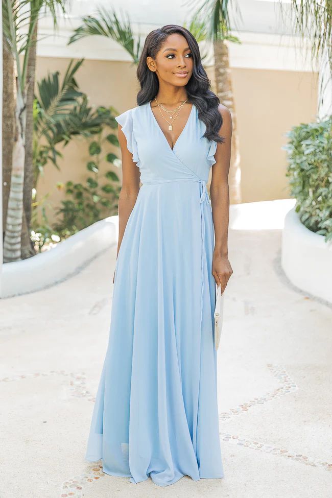 Sweet Magnolias Blue Wrap Maxi Dress | The Pink Lily Boutique