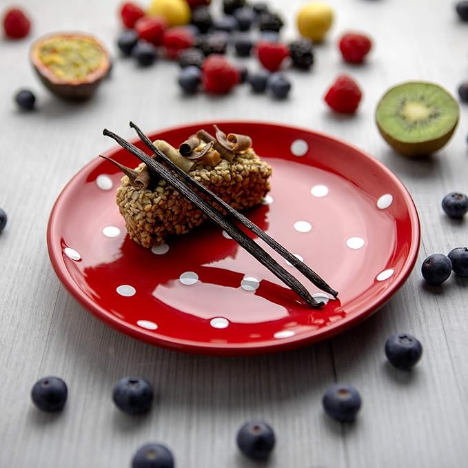 City to Cottage Handmade Red and White Pottery Polka Dot Glazed 7.9inch/20cm Side Plate, Dessert ... | Amazon (US)