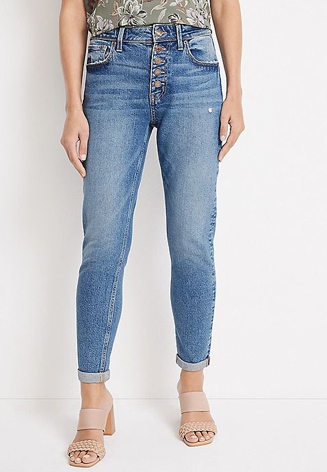 m jeans by maurices™ Tapered High Rise Button Fly Jean | Maurices