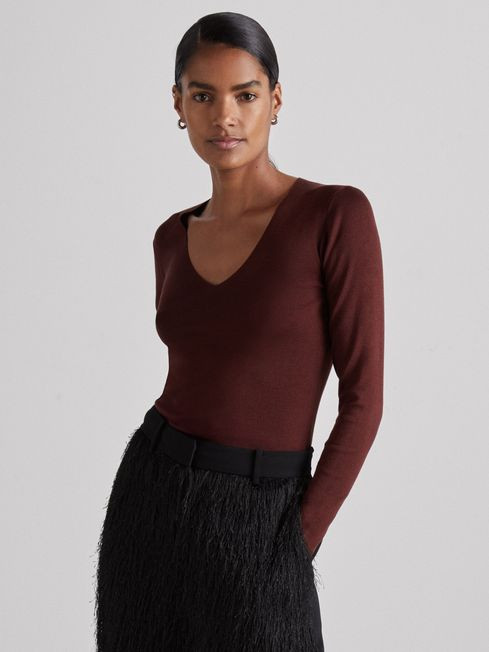 Atelier Knitted Silk-Blend Top in Off White | Reiss US