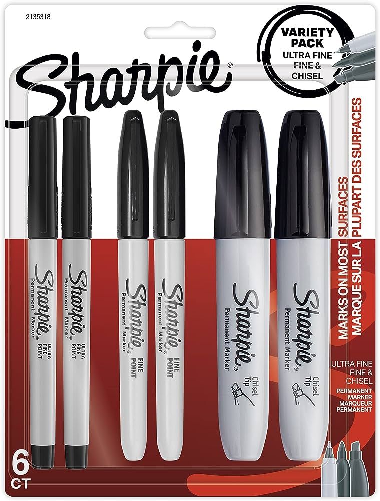SHARPIE Permanent Markers Variety Pack, Featuring Fine, Ultra-Fine, and Chisel-Point Markers, Bla... | Amazon (US)