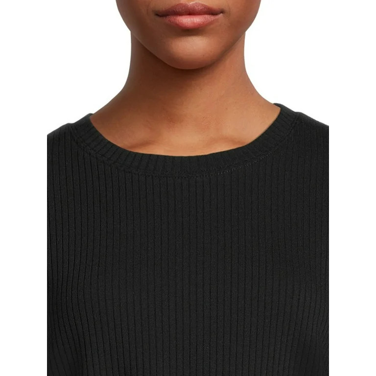 Time and Tru Knit Long Sleeve Crewneck Top | Walmart (US)