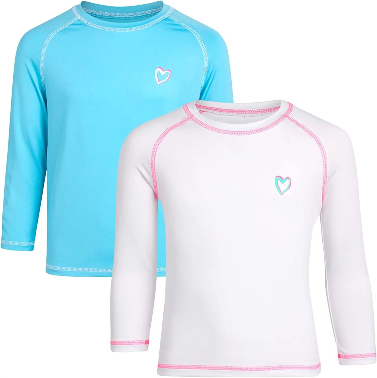 Pink Platinum Girls' Rash Guard Shirt - 2 Pack UPF 50+ Long Sleeve Quick Dry Swim Shirt (Size: 4-... | Walmart (US)