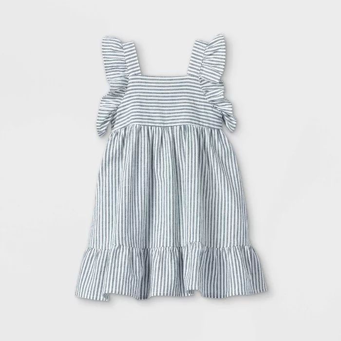 Toddler Girls' Striped Ruffle Sleeve Dress - Cat & Jack™ Blue/White | Target