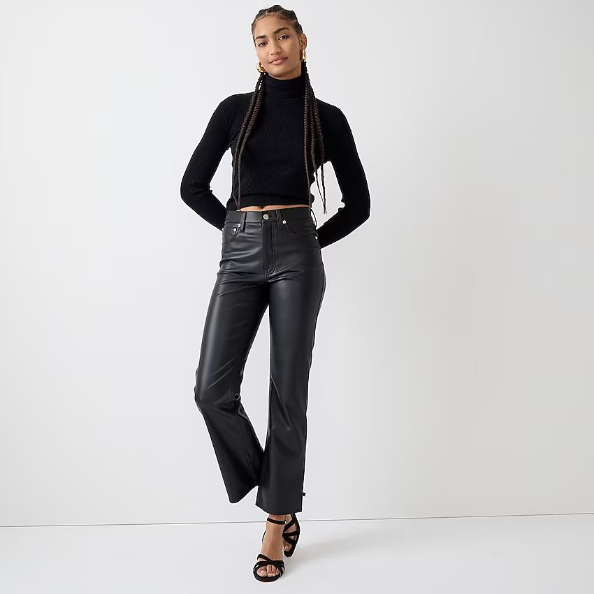 High-rise slim demi-boot pant in faux leather | J.Crew US