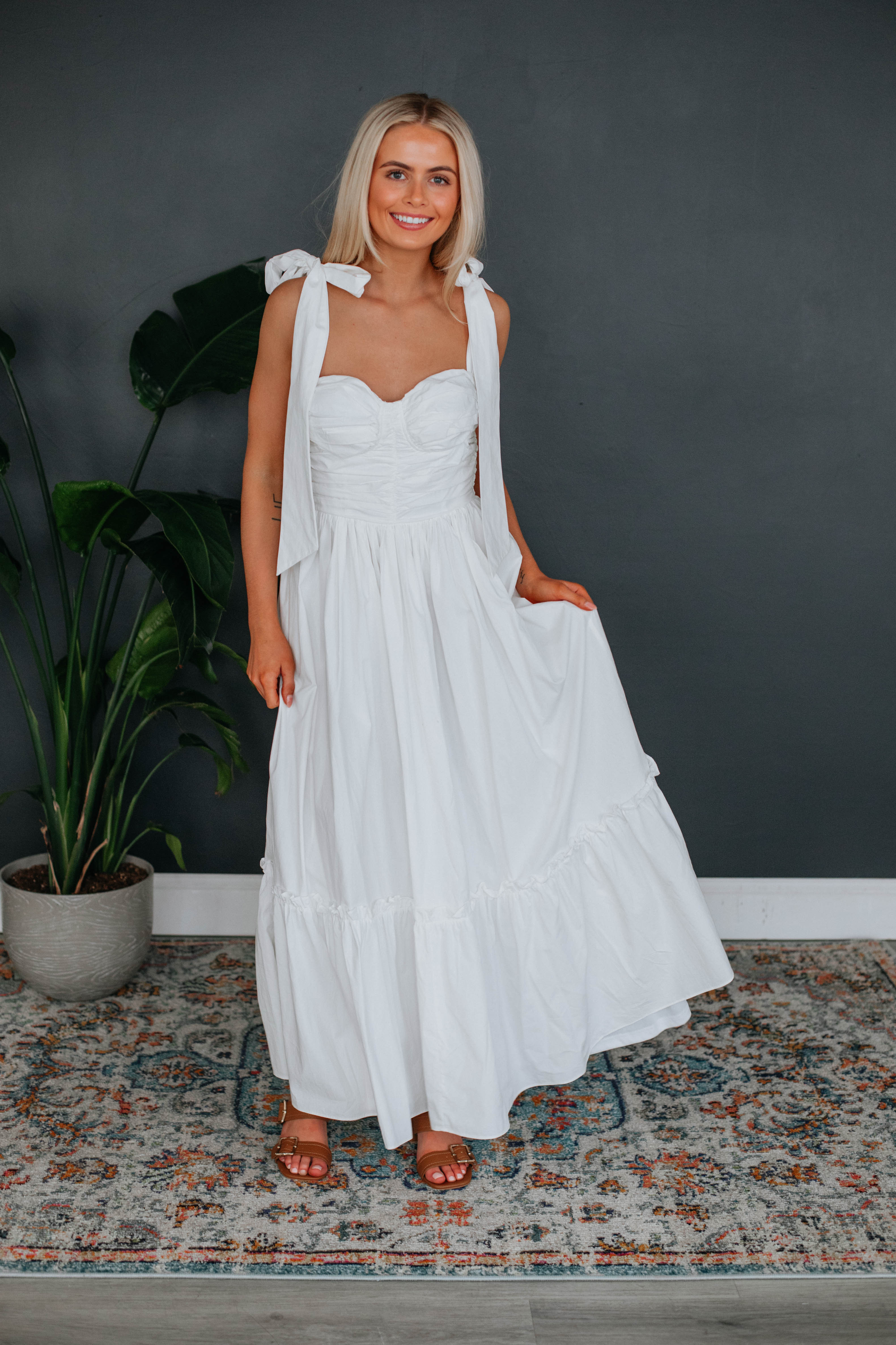 Rosalyn Midi Dress - Ivory | Wild Oak Boutique