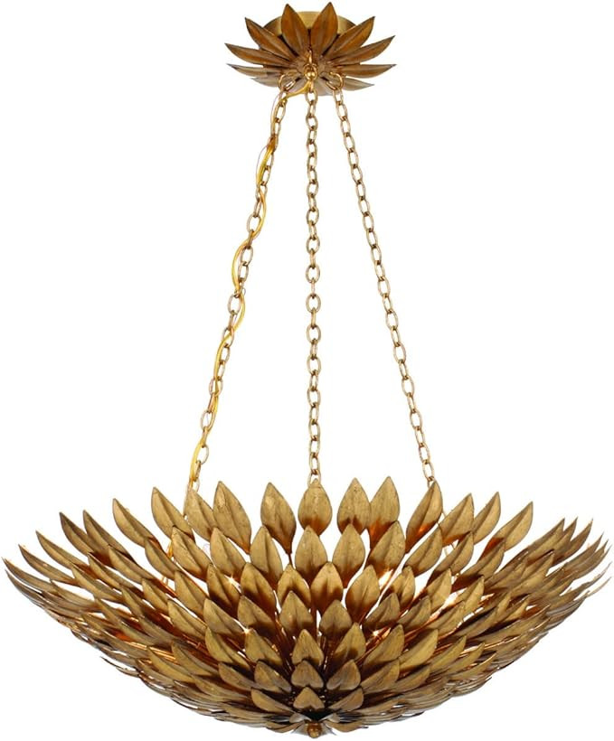 Crystorama Lighting Broche 6 Light Antique Gold Leaf Chandelier - Ceiling Light Fixture - Chandel... | Amazon (US)