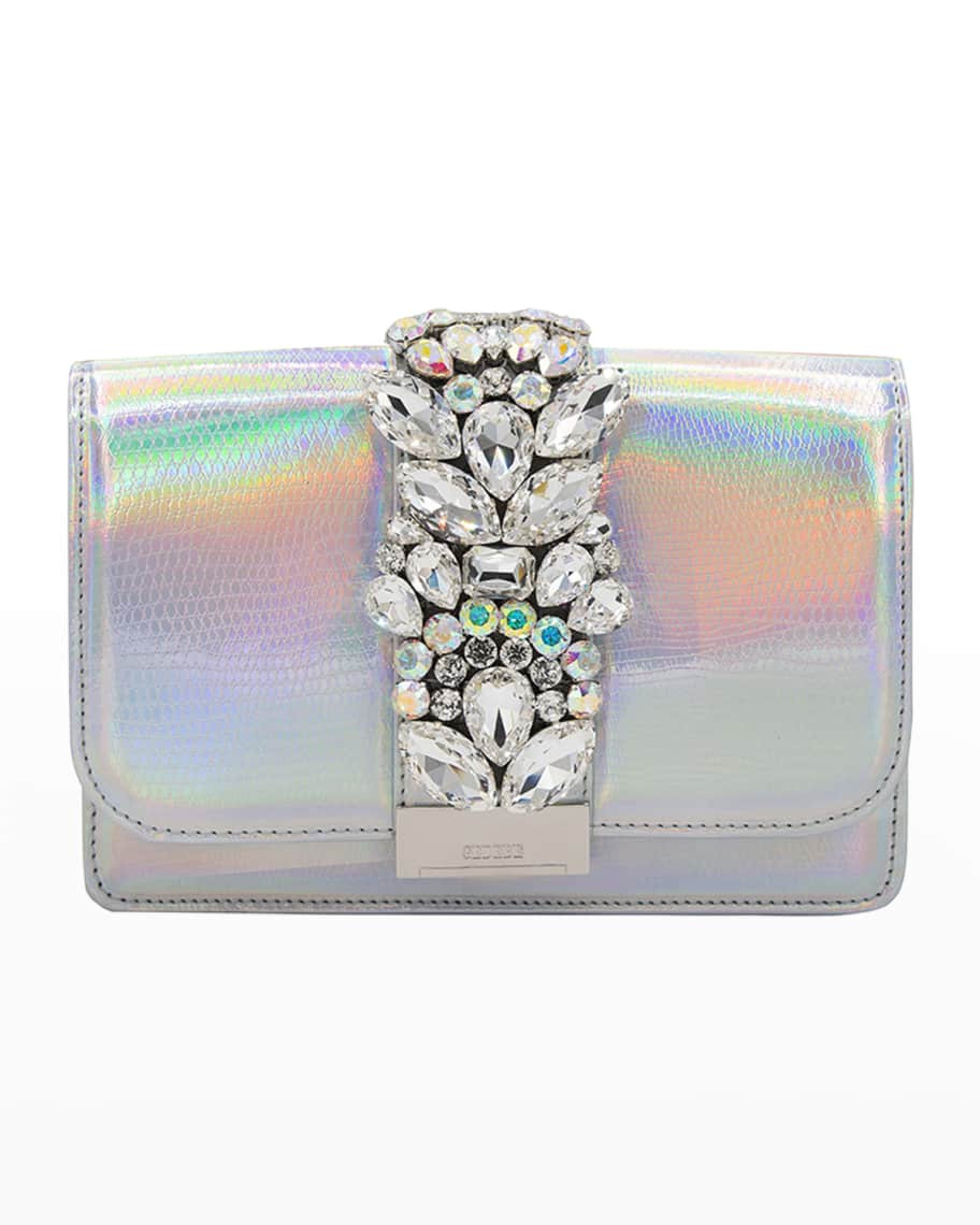 Gedebe Cliky Metallic Snake-Print Crossbody Bag | Neiman Marcus