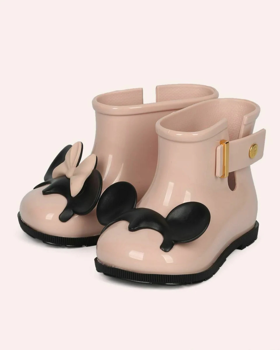 Mini Melissa Sugar Rain Disney Twins Pink & Black Rain Boots | HoneyPie Kids Children's Clothing Boutique