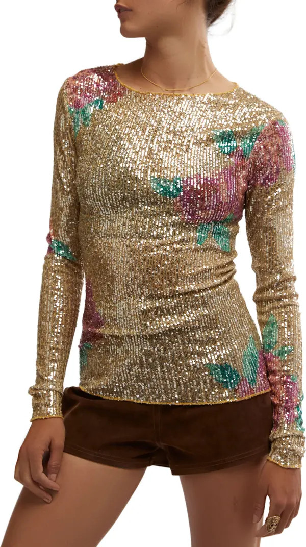 Free People Gold Rush Sequin Top | Nordstrom | Nordstrom