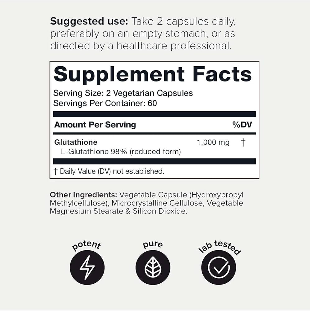 Ultra High Strength Glutathione Capsules - 1000mg Concentrated Formula - 98%+ Highly Purified and... | Amazon (US)